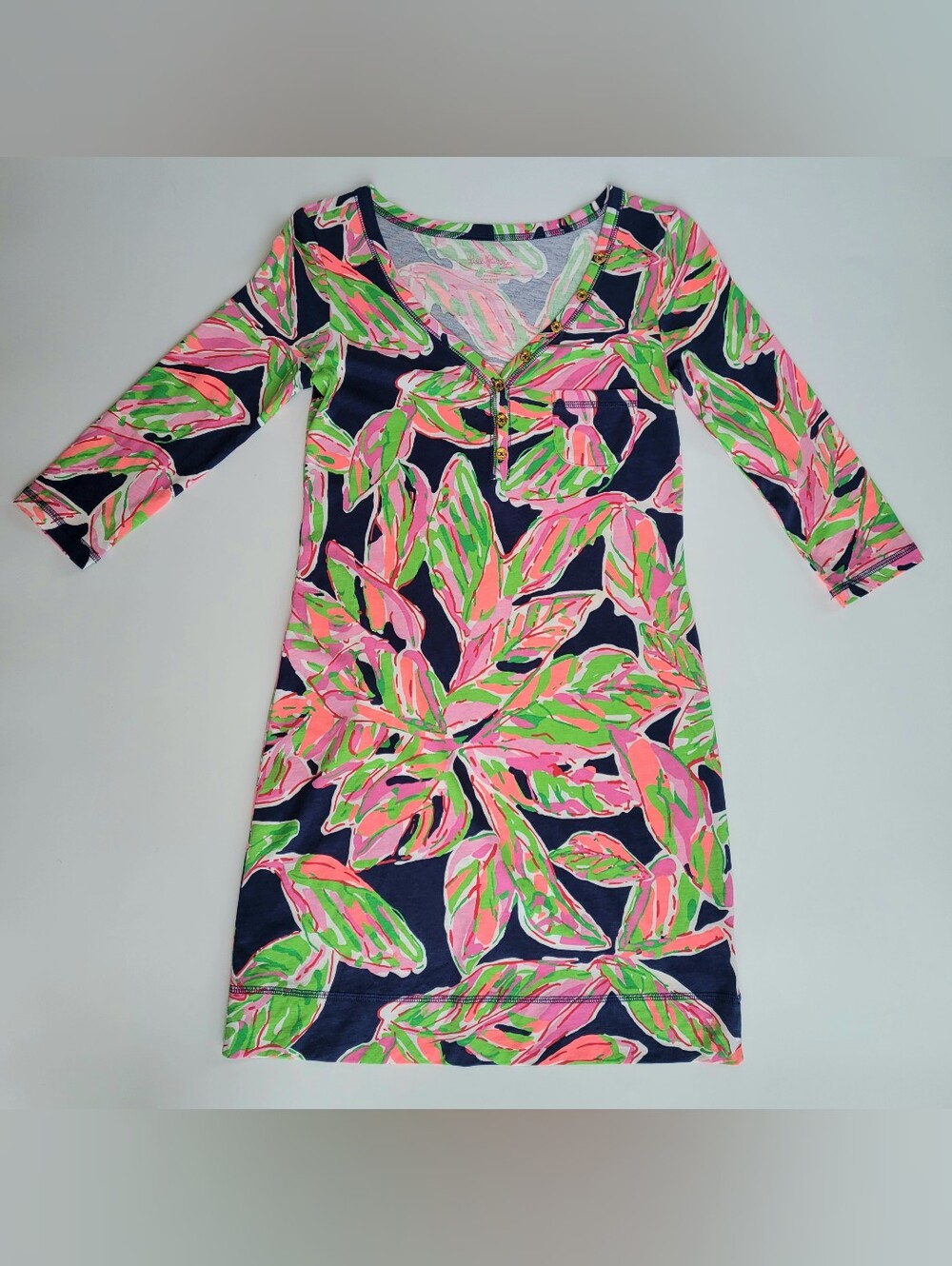Lilly Pulitzer Palmetto Dress XS In the Vias Tropical Palm Cotton Sheath Resort